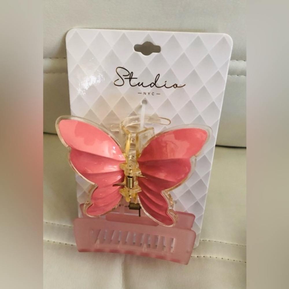 2piece Beautiful 3D pink gold butterfly & oversized‎ hair jaw clip set new - Picture 4 of 13